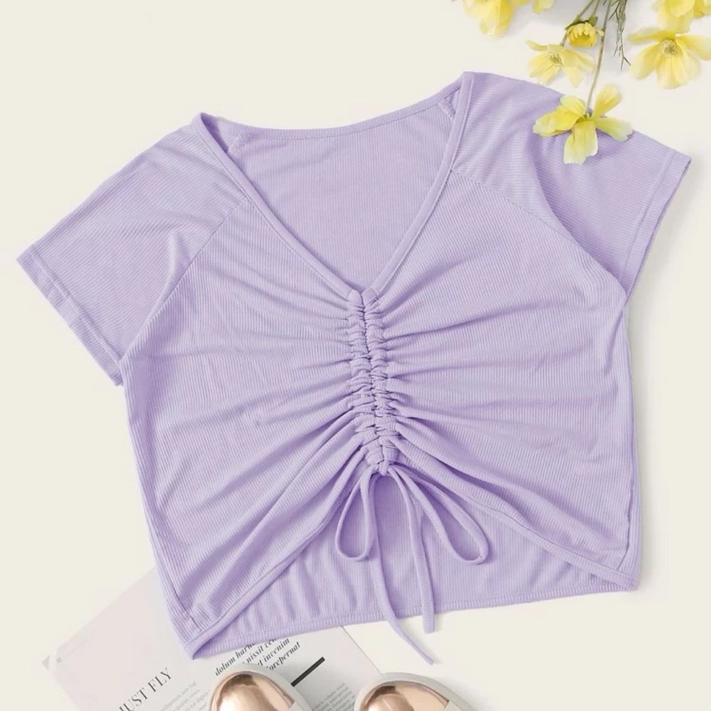 ROMWE Light Purple Tie Top